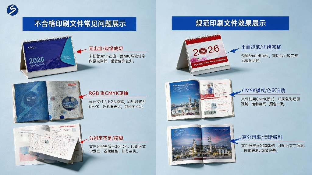 画册印刷不合格文件上机瑕疵实拍对照