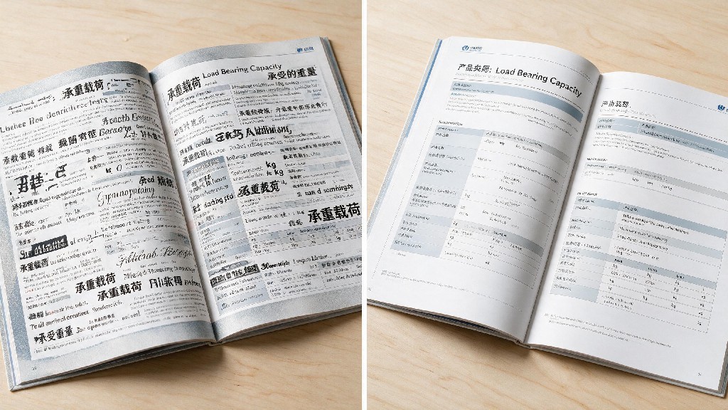 上海外贸画册中英文排版瑕疵与标准化版式对照图